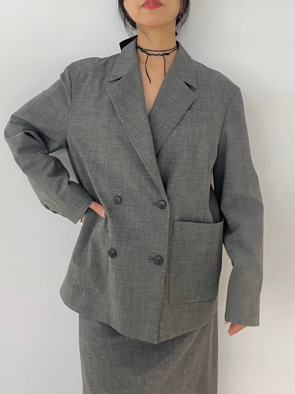 予約》IENA LA BOUCLE グレンチェックダブルブレストジャケットの