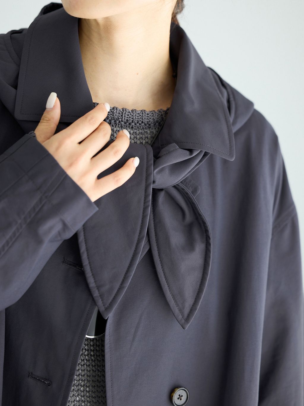 予約》撥水ステンカラーコートのコーディネートスナップ（Satou