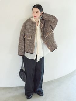 予約》GIOLICA ツイード D/Sジャケットのコーディネートスナップ（L