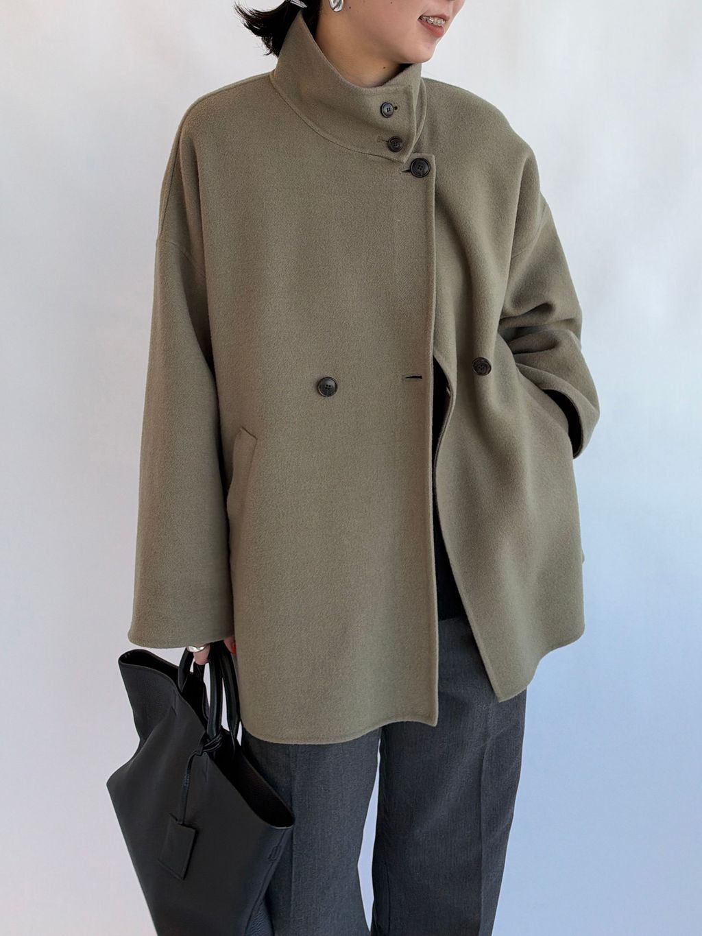 WEB限定/追加予約2》souple woolダブルフェイススタンドコートの