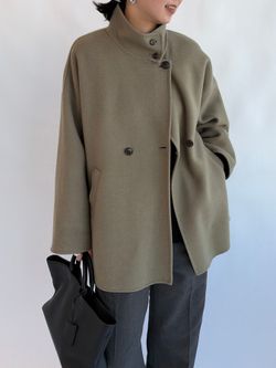 WEB限定/追加予約2》souple woolダブルフェイススタンドコートの