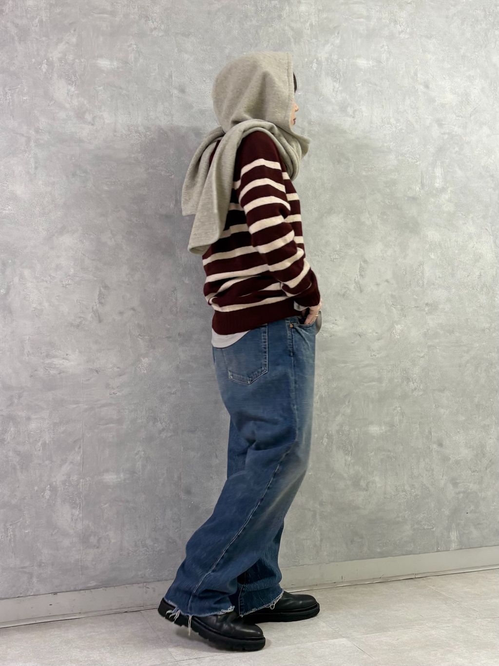 Modele Particulier ARMEN】WOOL STRIPE PULのコーディネートスナップ