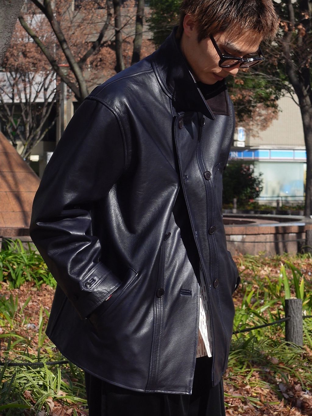 L`etiquette × EDIFICE】Le Corbusier レザー ジャケットの