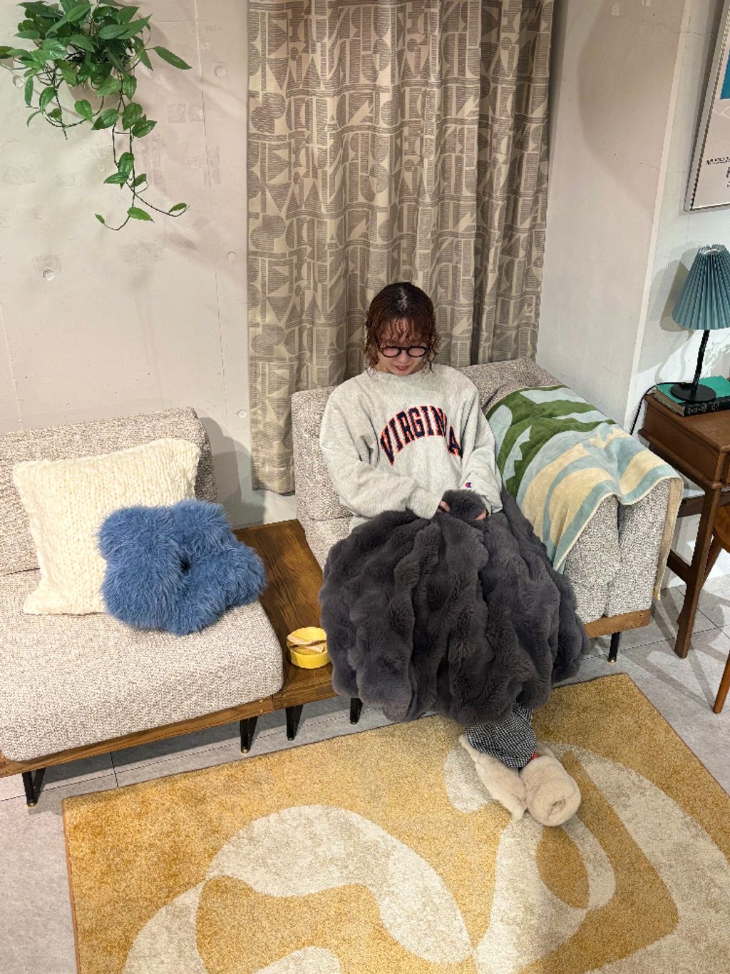 FUR BLANKET S 71X120 フェイクファー ブランケットのコーディネート