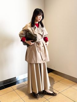 セットアップ対応可》撥水ミドルトレンチコートのコーディネート