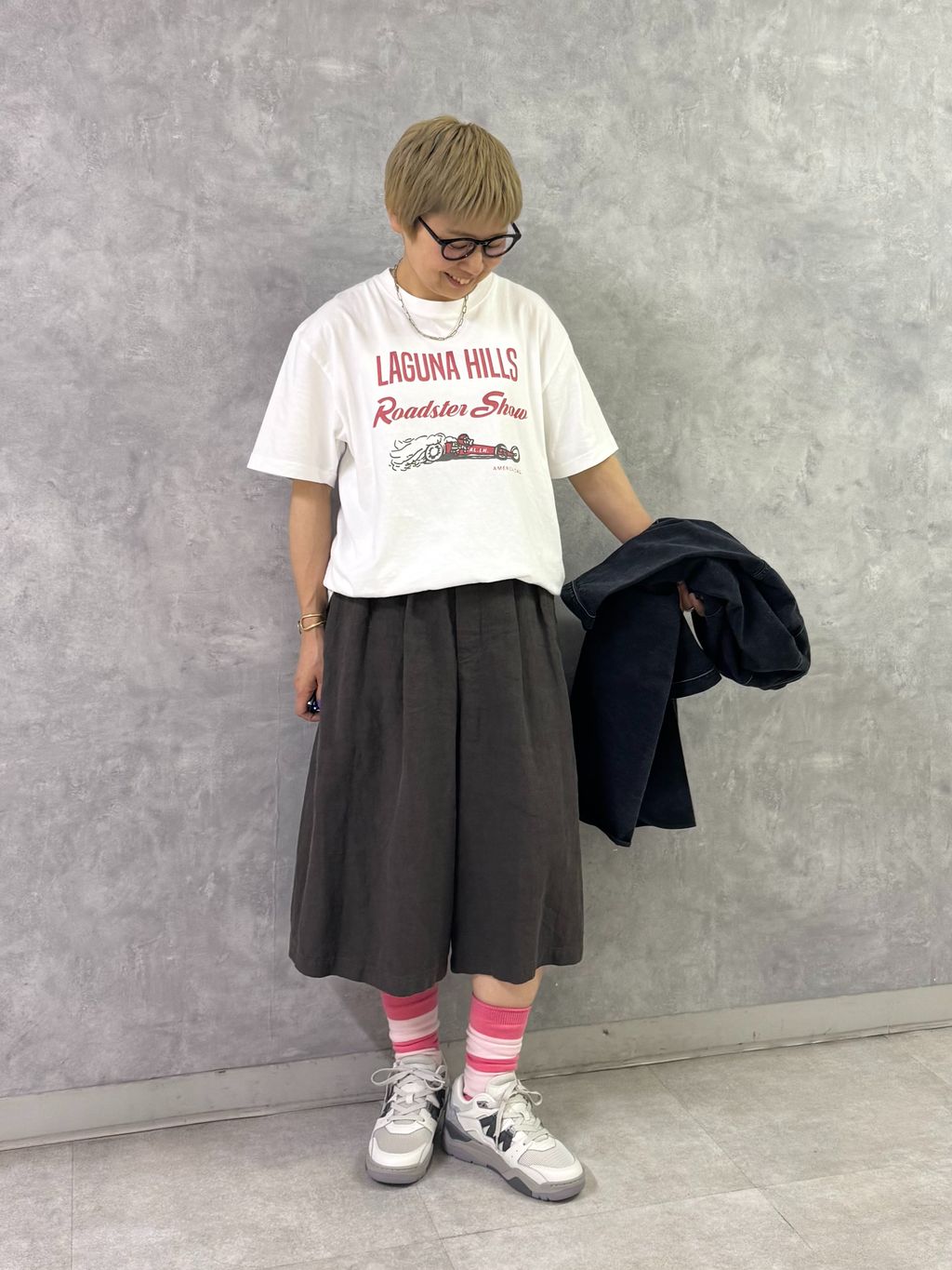 リネンヘリンボン ハーフパンツのコーディネートスナップ（E.M