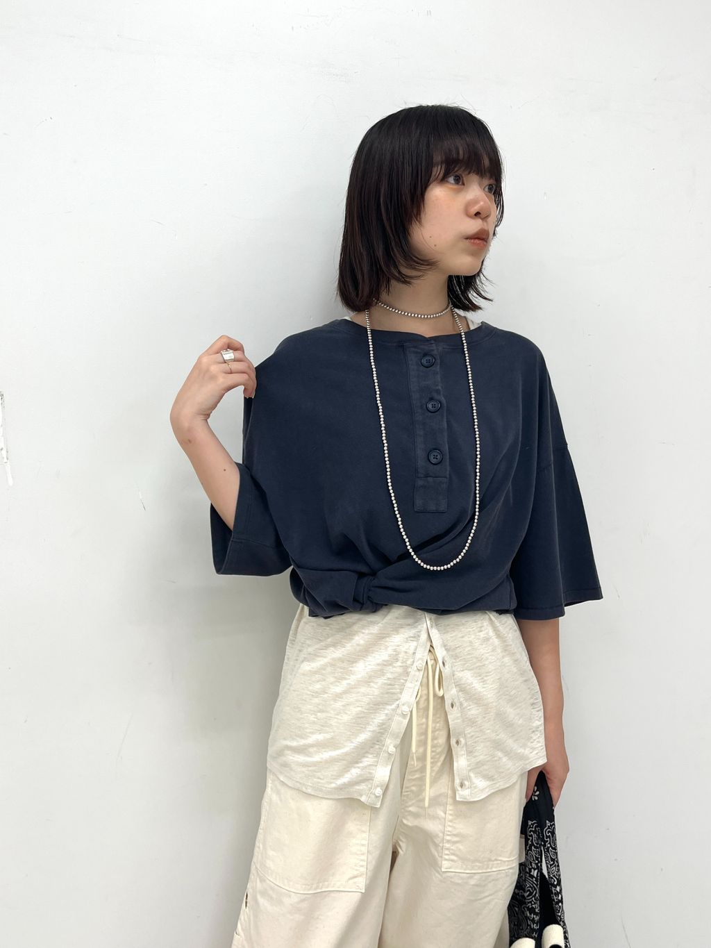 リネン天竺ボタンタンクトップのコーディネートスナップ（shiina