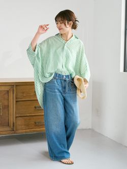【美品】Spick & Spanラミーブレンドドルマンスリーブシャツ ラミーブレンドドルマンスリーブシャツのコーディネートスナップ（Miho