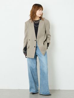 予約》Wサキソニーノーカラージャケットのコーディネートスナップ 