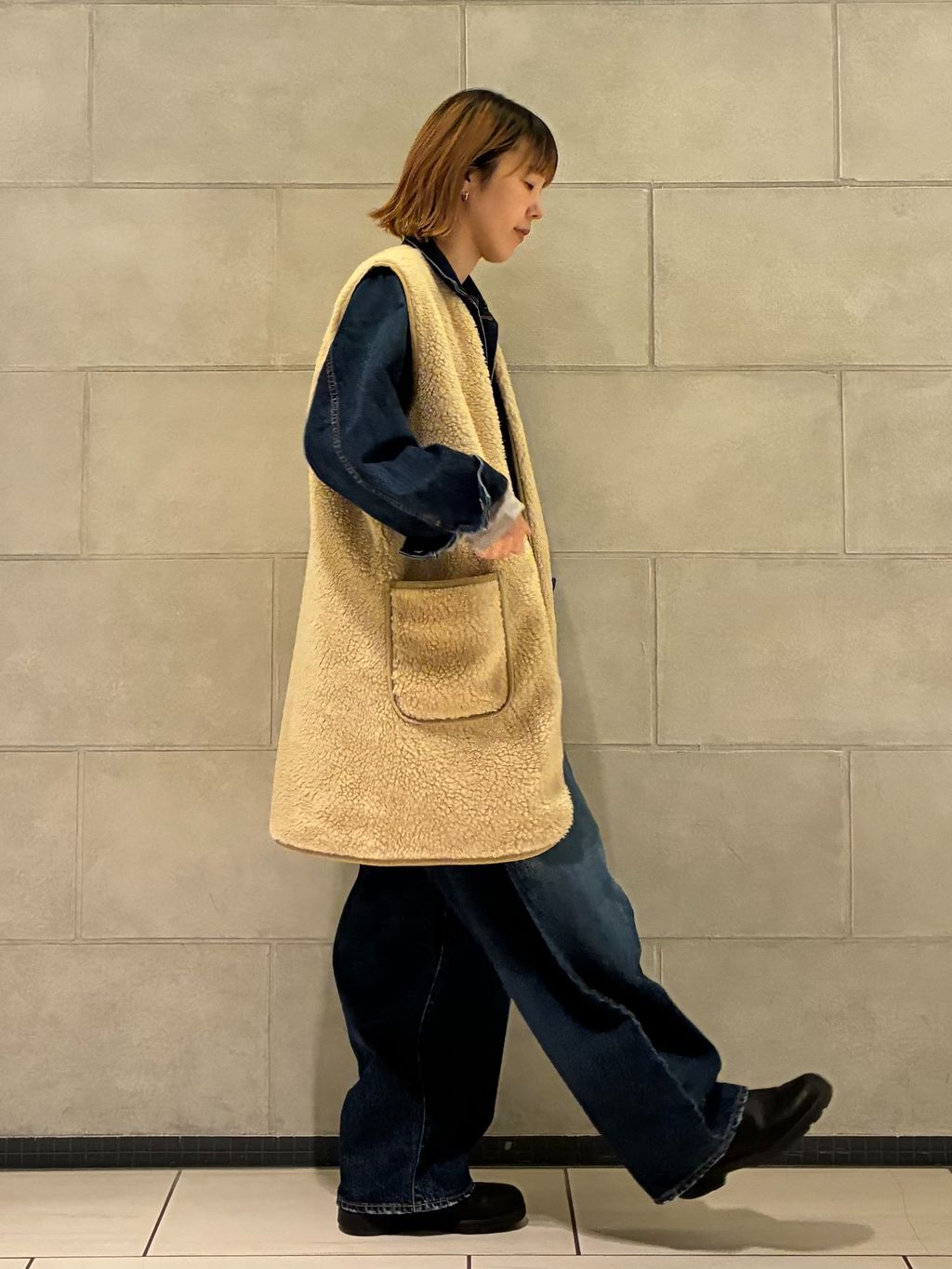 【美品】ジャーナルスタンダードラックス　ARMEN ロングベスト　リバーシブル ARMEN】ZIP-UP FLEECE LONG VESTのコーディネートスナップ（K.M