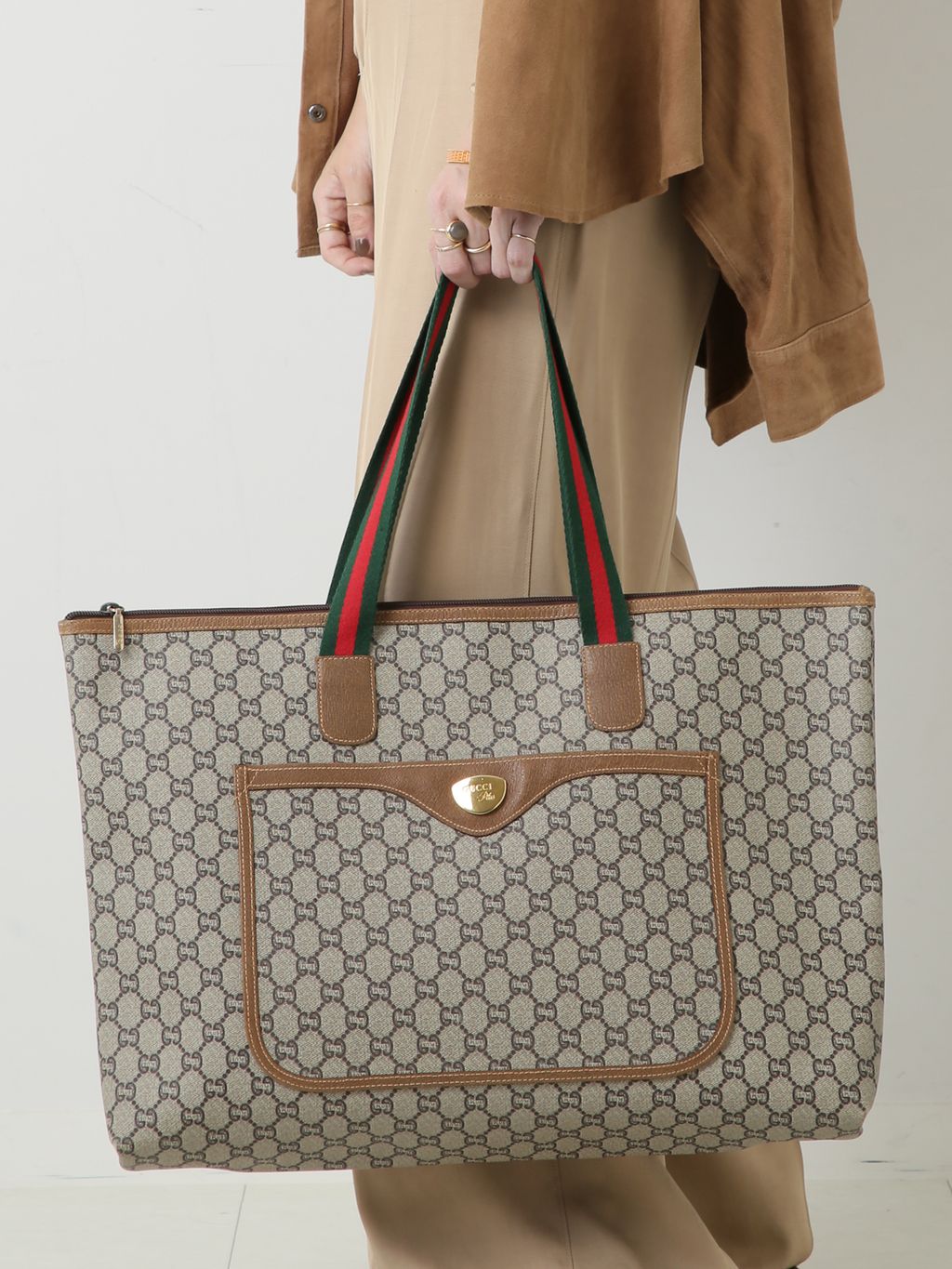 VINTAGE GUCCI Plus/グッチ プラス】トートバッグ45 ggの