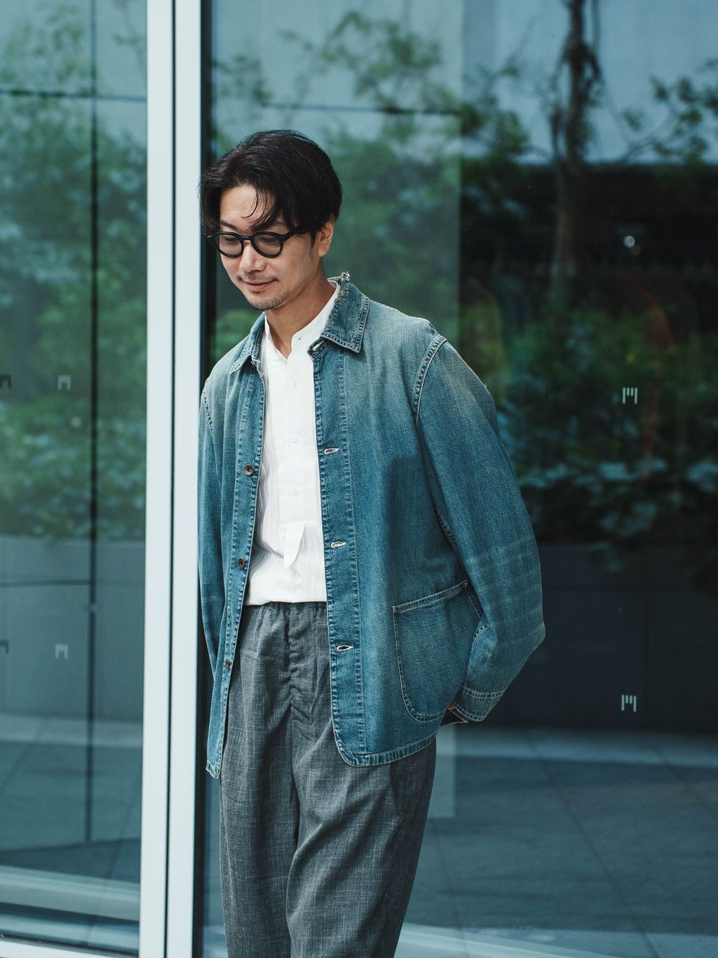 【美品】  GABRIELA COLL GARMENTS / ガブリエラコールガーメンツ | 2024SS | Edifice別注 Draped Trouser ドレープパンツ ストライプ | 2 | ネイビー | メンズ GABRIELA COLL GARMENTS(ガブリエラコールガーメンツ) 別注 DRAPED