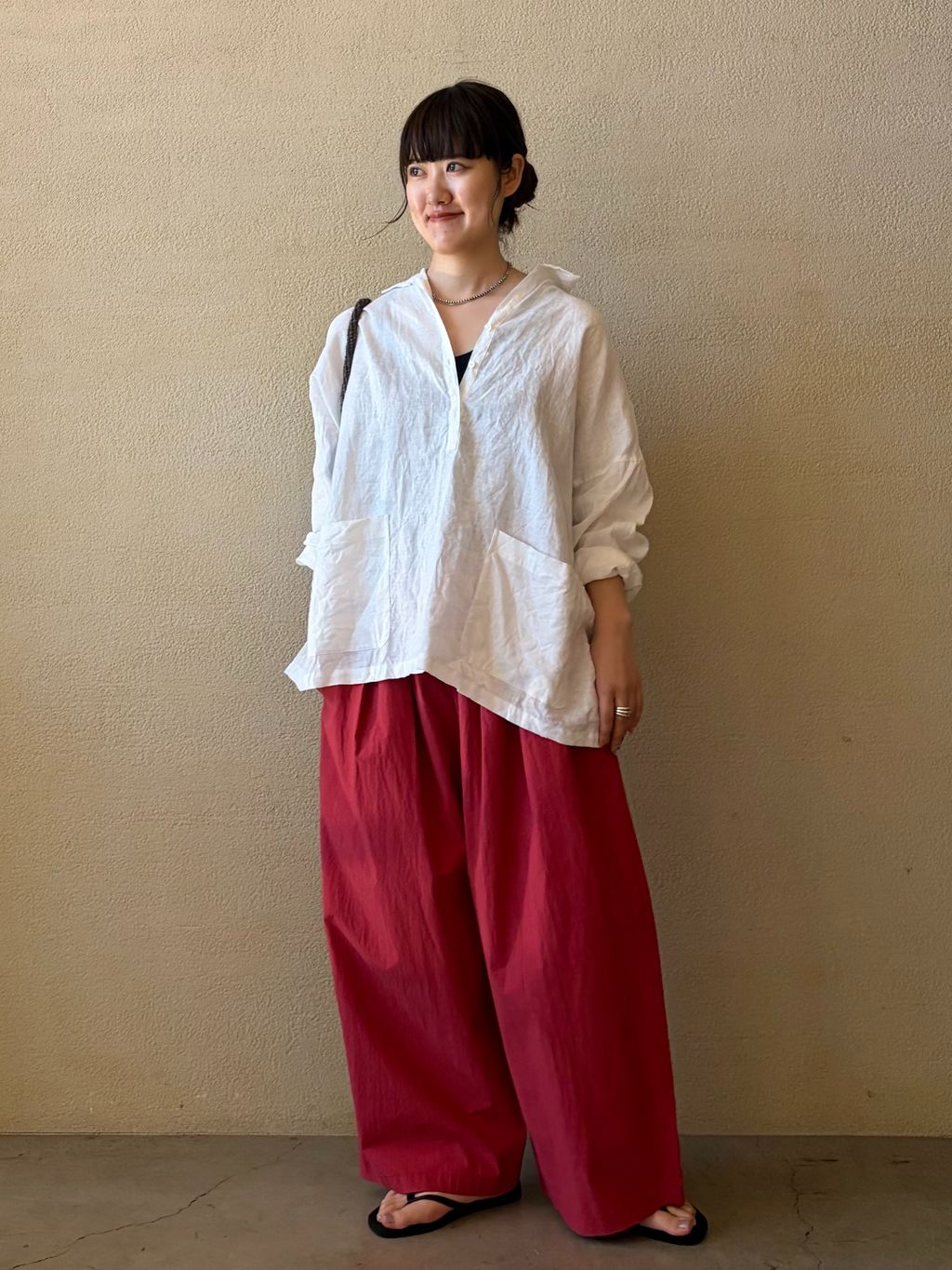 追加》リネンワッシャー スキッパーシャツのコーディネートスナップ