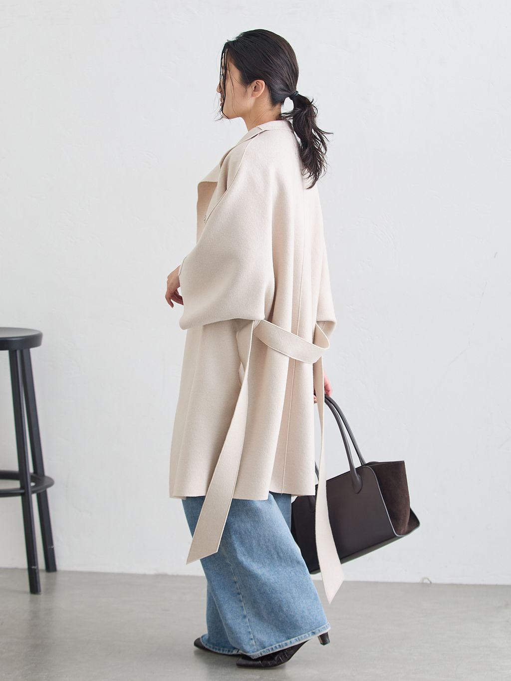 予約》HARRIS WHARF LONDON 別注 Women kimono mantle pressed wool