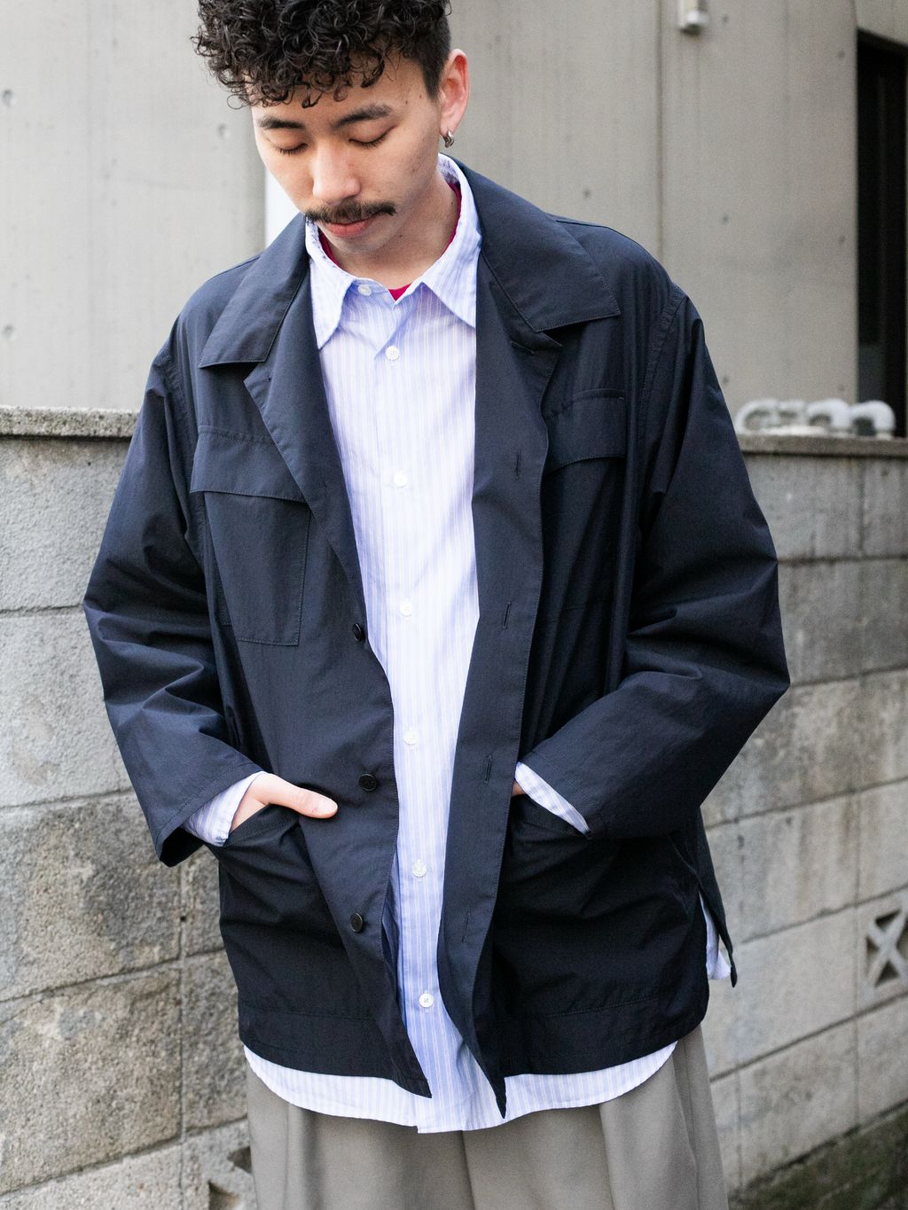 EL/エル】40/2GIZA 70D/1NY C/A：シャツブルゾンのコーディネート