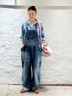 美品 chimala ジャーナルスタンダードラックス 加工 オーバーオール chimala】 8.5OZ W WIDTH DENIM OVERALLのコーディネートスナップ（H.M