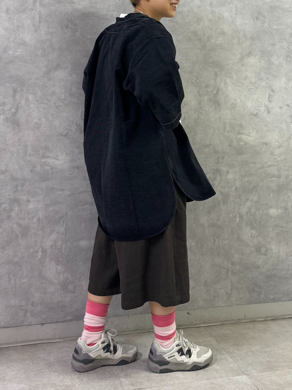 リネンヘリンボン ハーフパンツのコーディネートスナップ（E.M
