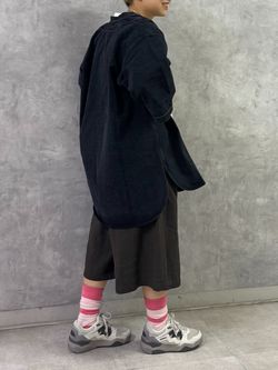 ジャーナルスタンダードラックス ゼブラ柄ハーフパンツ リネンヘリンボン ハーフパンツのコーディネートスナップ（E.M