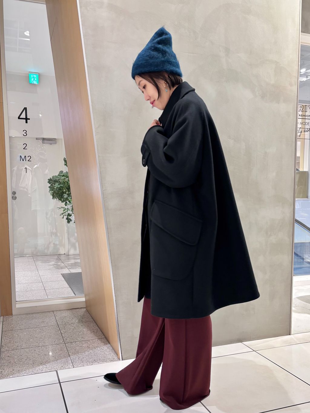IENA LA BOUCLE ハードメルトンスタンドネックコート BLACK IENA LA