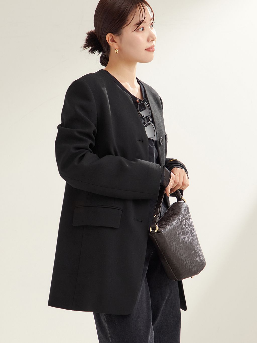 R'IAM シェイプノーカラージャケットのコーディネートスナップ（risa