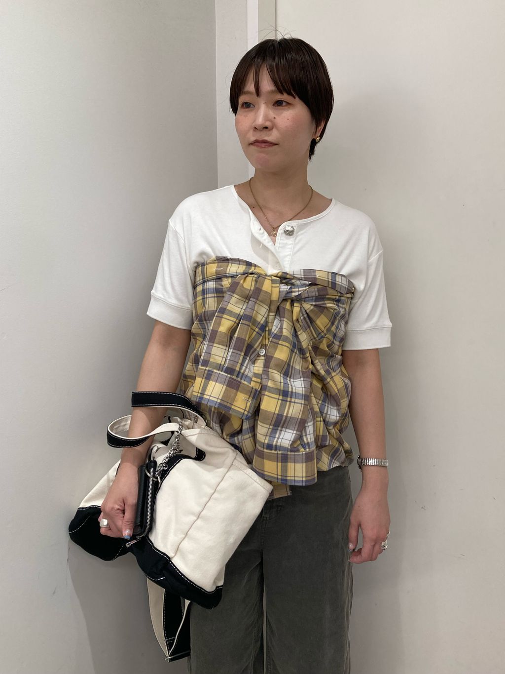 YA GOOD IDEAS STENCIL SHOULDER トートのコーディネートスナップ