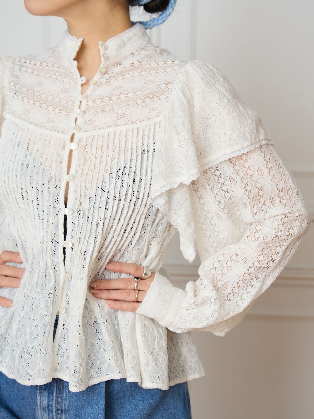 IENA LA BOUCLE レースオンレースブラウスのコーディネートスナップ