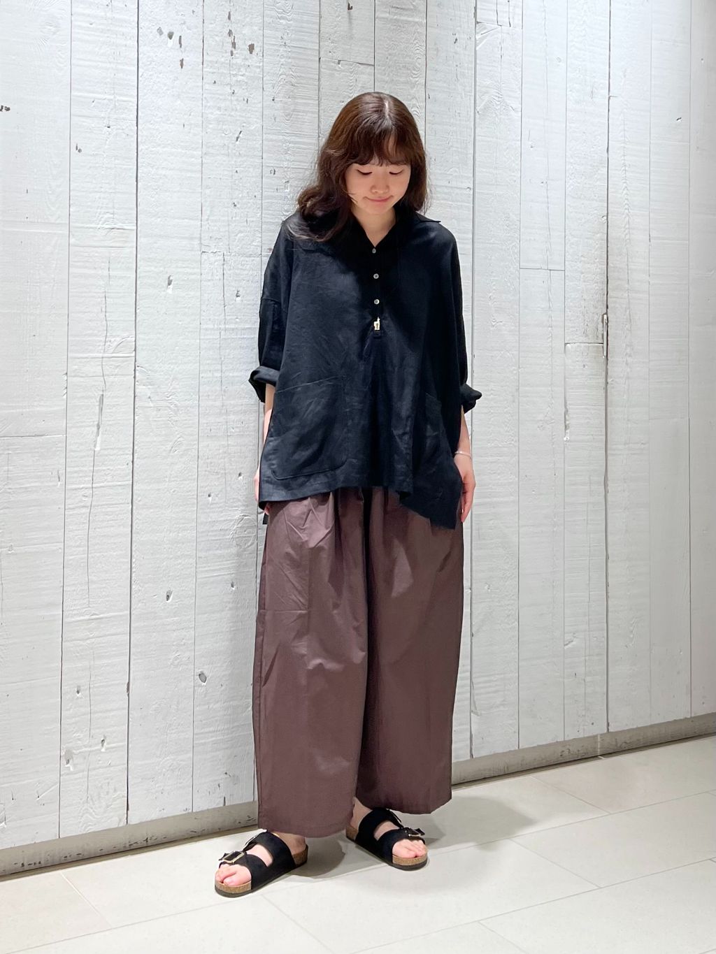 追加》リネンワッシャー スキッパーシャツのコーディネートスナップ