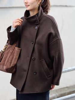 メルトンコクーンコートのコーディネートスナップ（minami