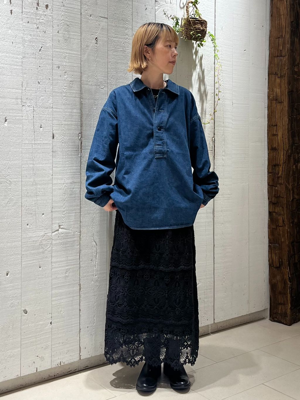 chimala】US NAVY DENIM DECK SHIRTのコーディネートスナップ（K.M