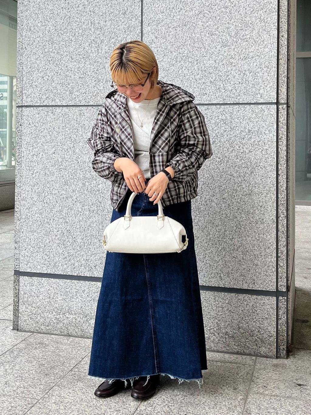 IENA LA BOUCLE ハイカウントチェックタフタブルゾンのコーディネート