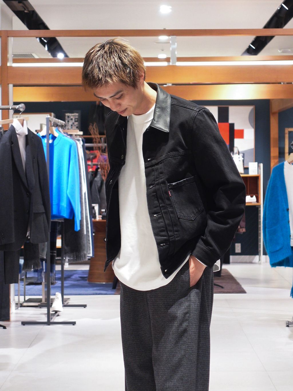 ユキ★ESSENTIAL レイヤードデザインリブトップス ブラック ワッフル素材キーネックトップス（UVカット）＜大きいサイズ有＞ 通販