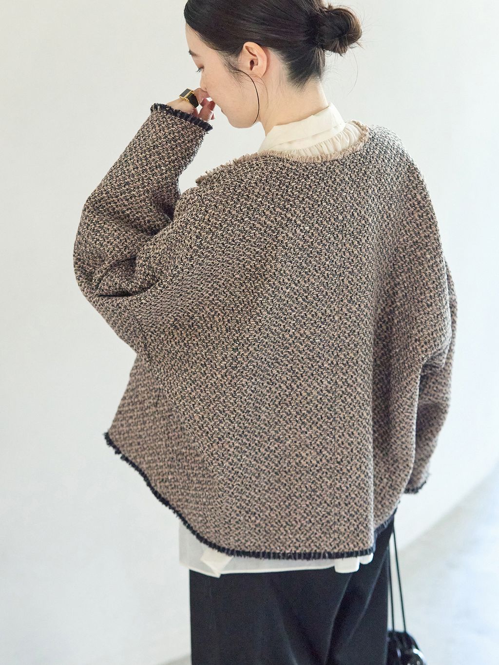 JOURNAL STANDARD L’essage ツイードジャケット 予約》GIOLICA ツイード D/Sジャケットのコーディネートスナップ（L