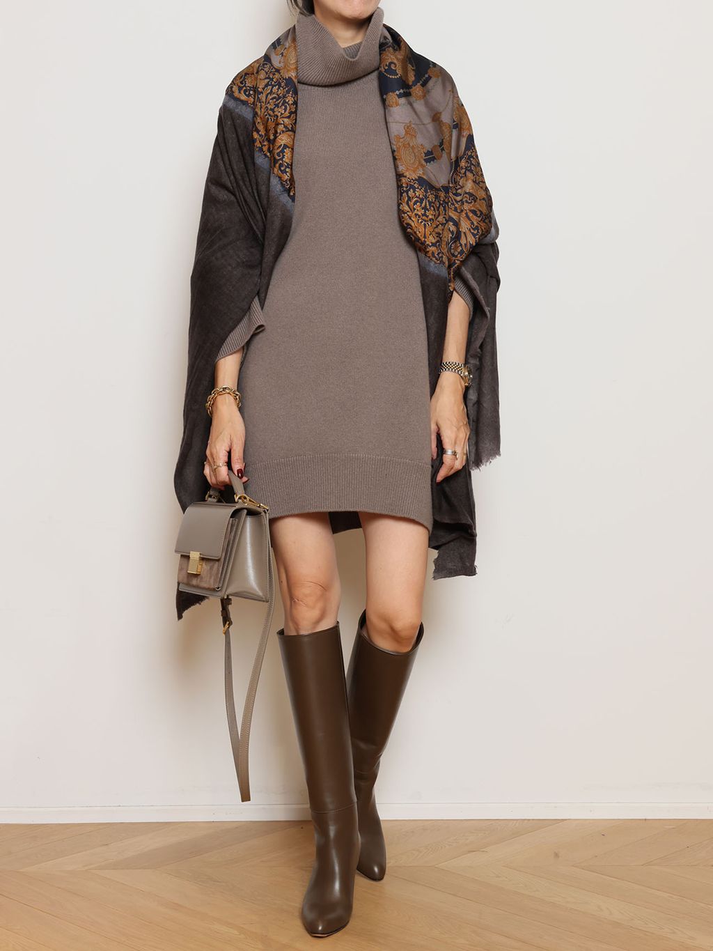 MUSE de Deuxieme Classe Lightタートルニットワンピ Light タートルネック ニットワンピースのコーディネートスナップ