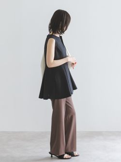 洗える】ミックスシアーノイズペプラムブラウスのコーディネート