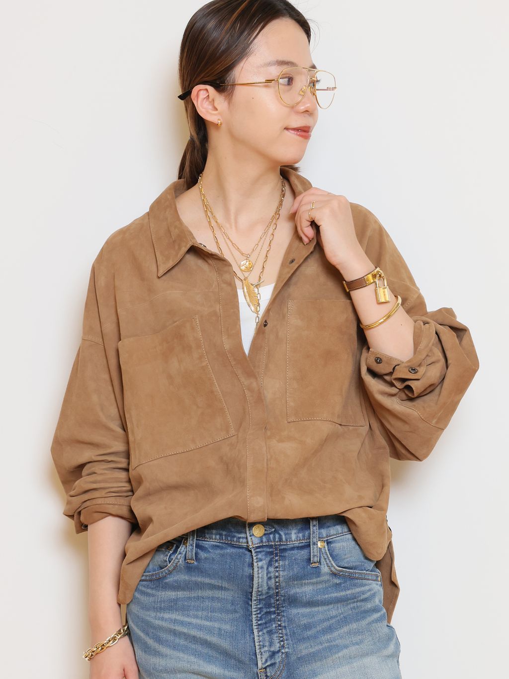 予約》【OneTeaSpoon/ワンティースプーン】SUEDE DARIA シャツ