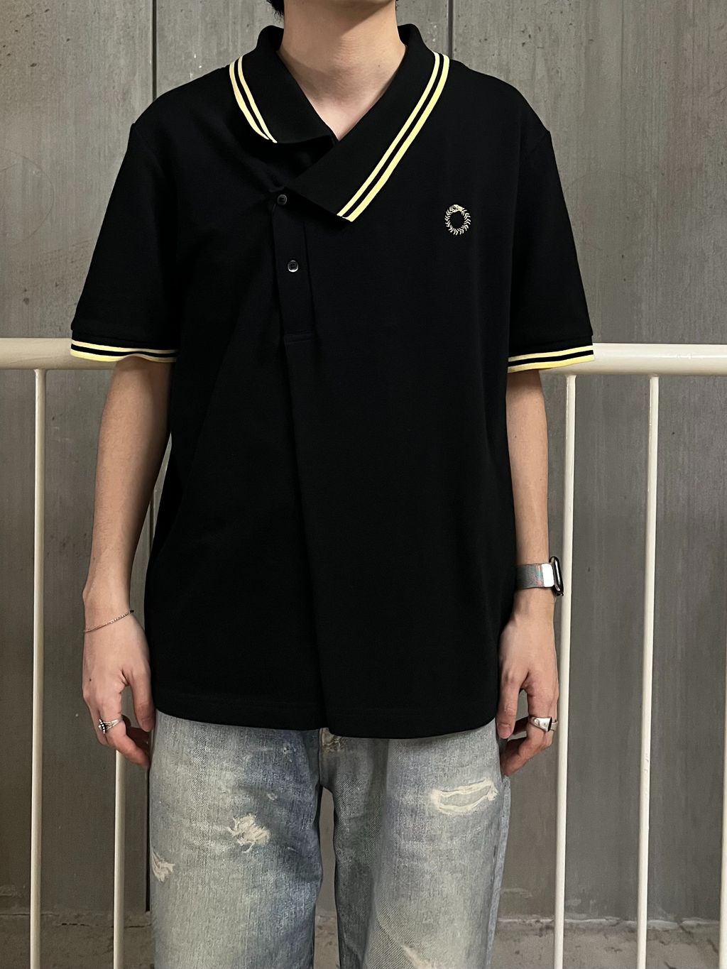 YUKI HASHIMOTO ポロシャツ YUKI HASHIMOTO / ユウキハシモト Y NECK PL LS SHIRTS（ポロシャツ