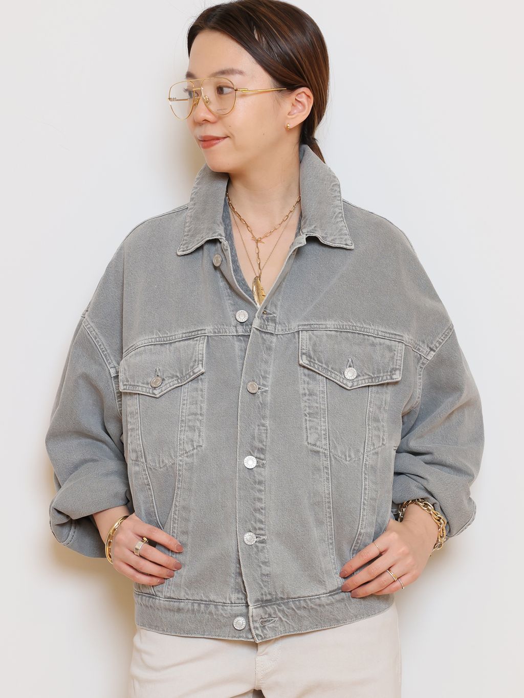 SURT/サート】MANNISH BUGGY DENIM (LIGHT GRAY)のコーディネート