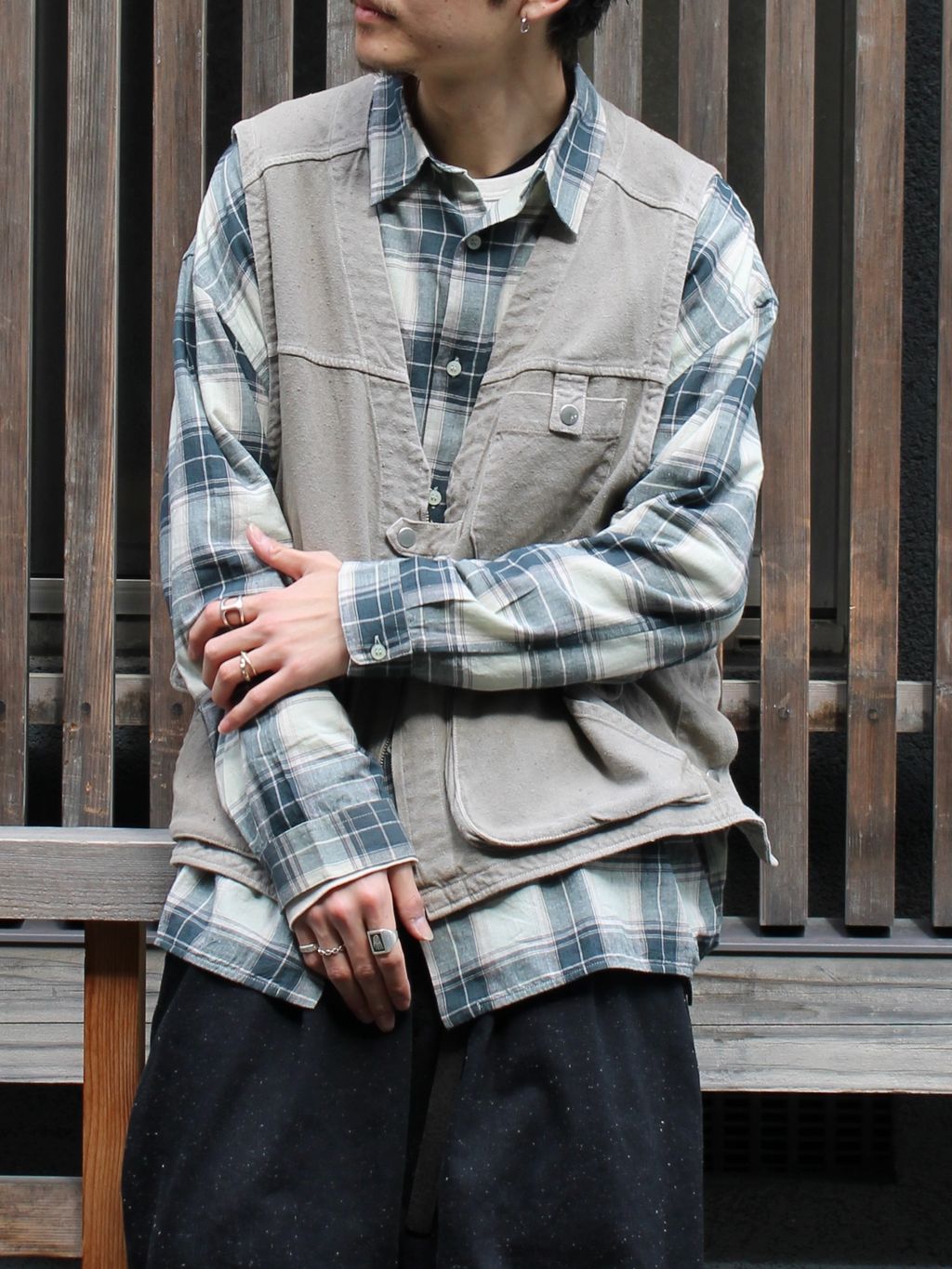 ANCELLM / アンセルム C/R DUCK UTILITY VESTのコーディネートスナップ