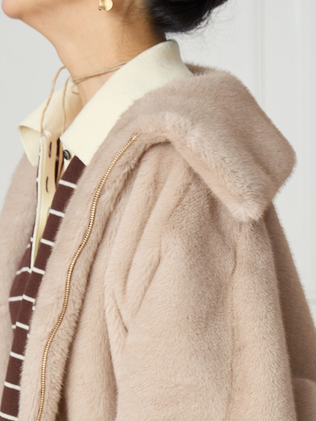 IENA LA BOUCLE ecoファーブルゾンのコーディネートスナップ（maru