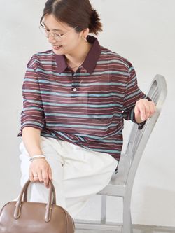 シアーカノコボーダーポロシャツのコーディネートスナップ（Onda