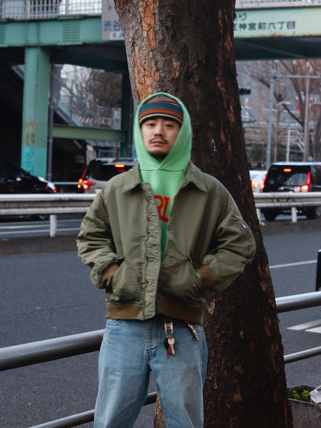 ANCELLM × WISM 別注 FADED BOMBER JACKET EXのコーディネートスナップ