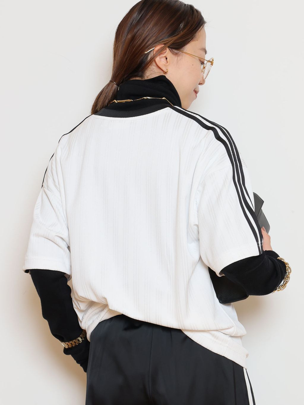 ADIDAS/アディダス】SATIN WIDE LEG TRACK パンツ（BLACK）の